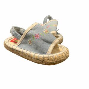 Vintage Baby Togs Chambray Floral Embroidered Sandals 24 Months